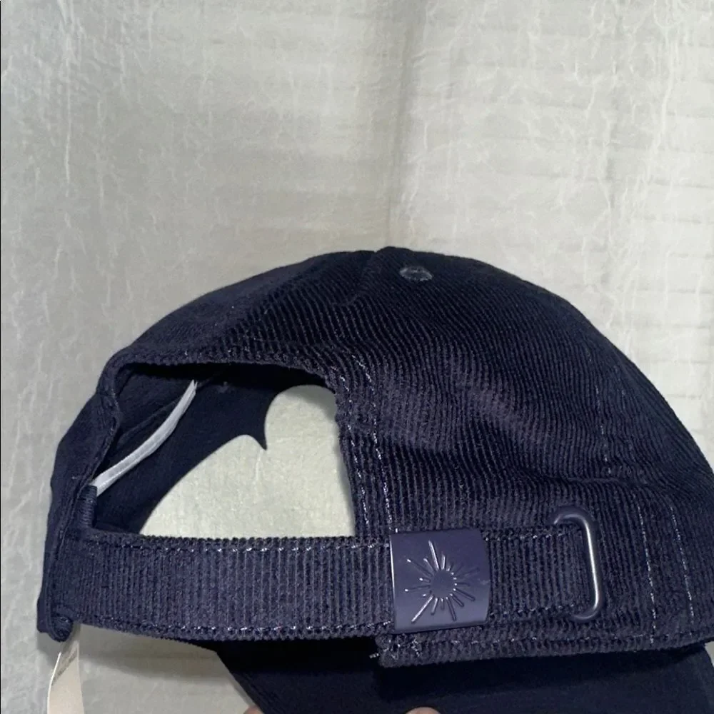 OFFLINE Navy Blue Corduroy Baseball Hat Cap Embroidered Light Blue Logo